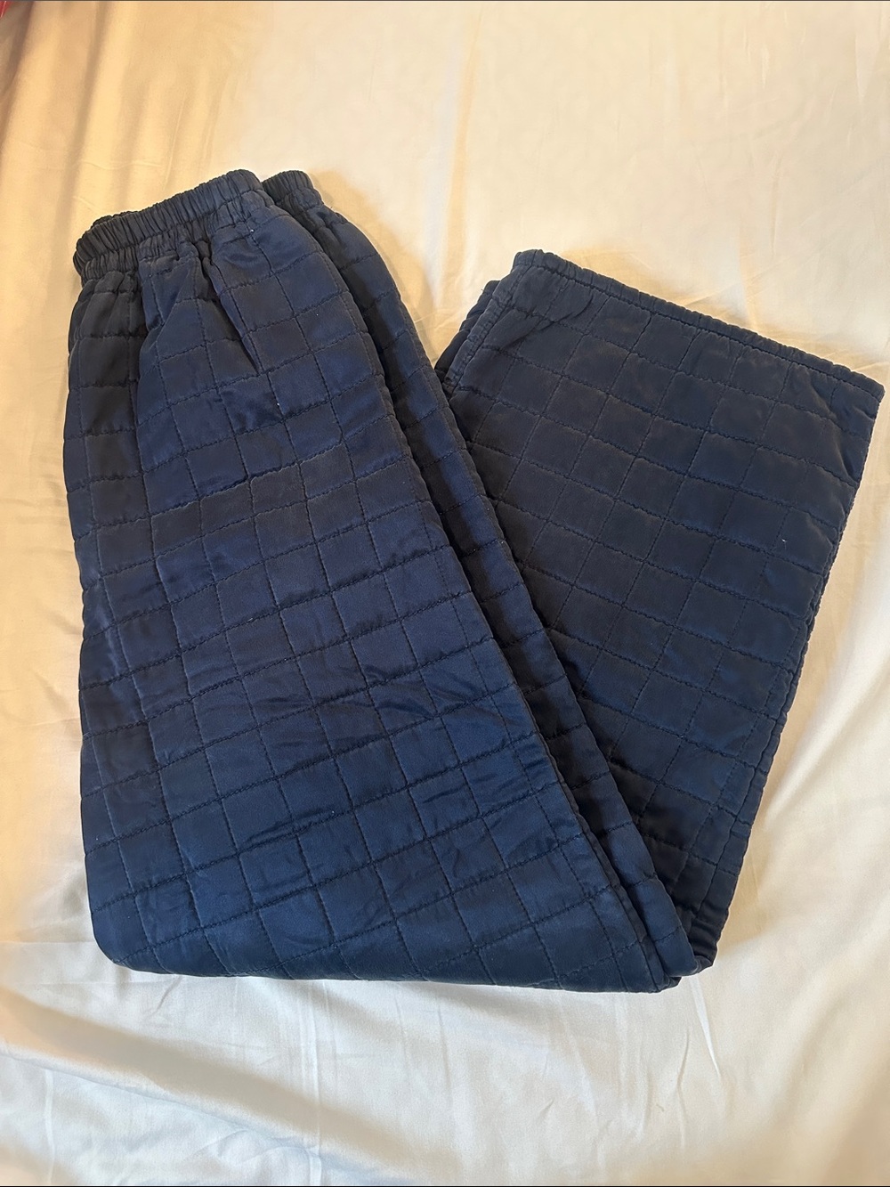 Lunya Quilted Silk Straight Leg Pant - Deep Blue - Picture 3 of 4